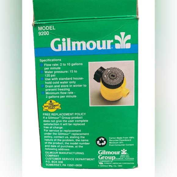 Gilmour Water Meter Timer Model 9200 Yellow - Hose Sprinkler Control - Picture 2 of 4